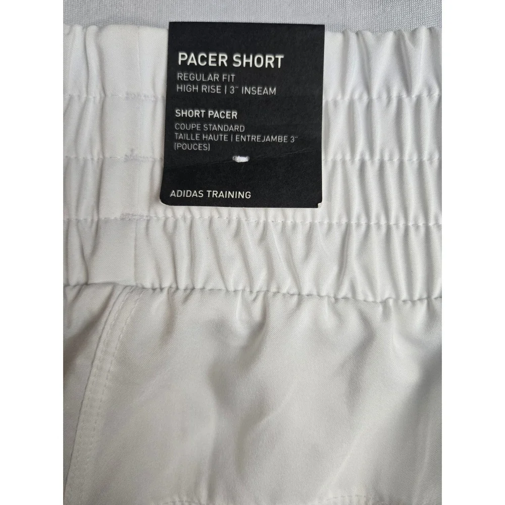 Adidas Pacer Training Shorts White High Rise 3 Inch Inseam Womens Small NEW